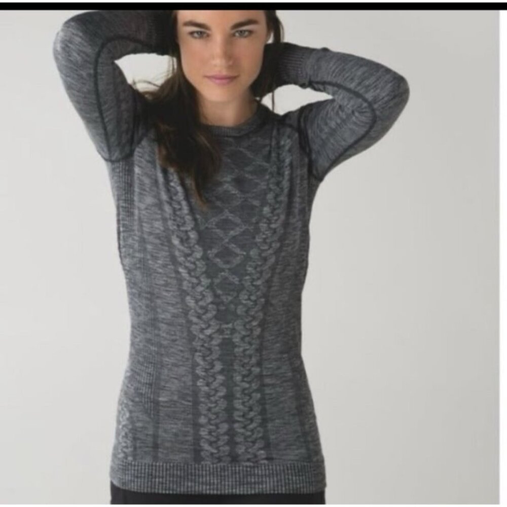 Lululemon Rest Less Pullover Long Sleeve Seamless Heathered Black Size small